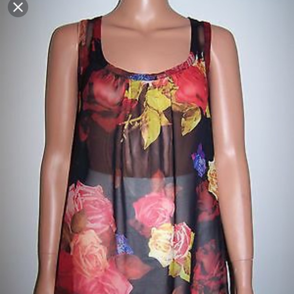 Ted Baker London Sheer Floral Tank Top